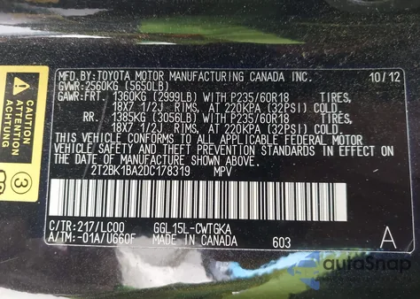 2013 Lexus Rx 350 from USA, damaged, VIN 2T2BK1BA2DC178319